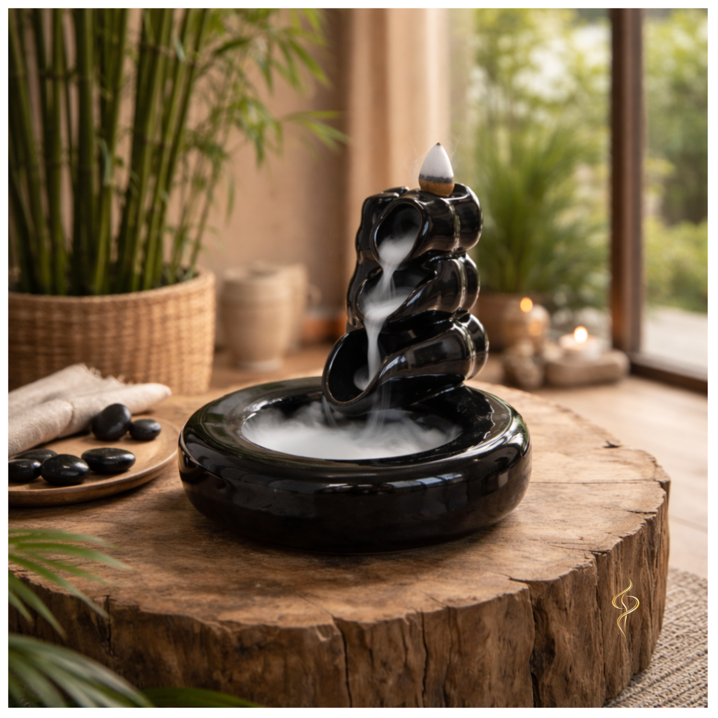 Brûleur d’encens à reflux – Bambou et piscine