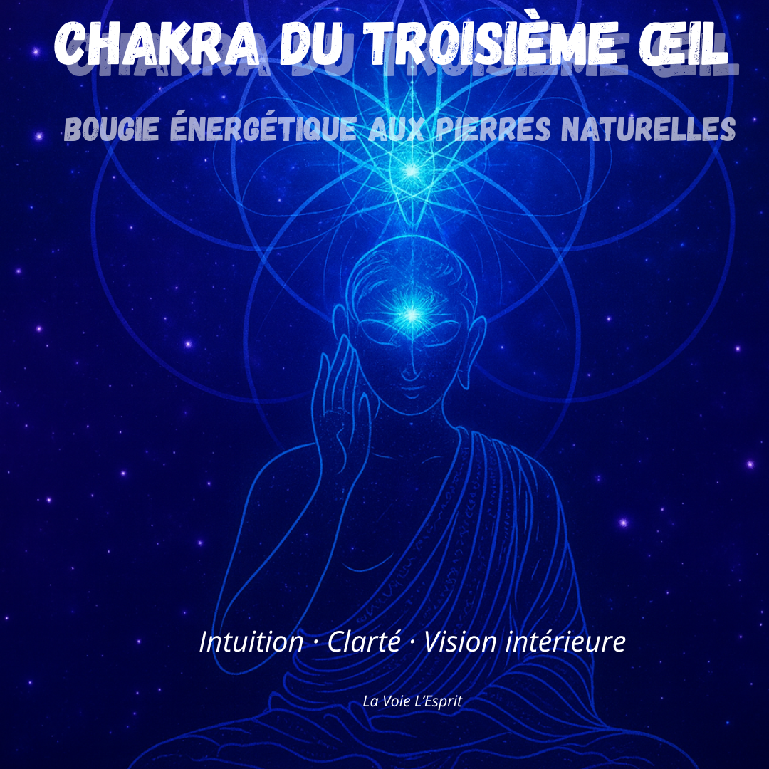 Bougie chakra cristaux – Chakra du Troisième Œil (Ajna)