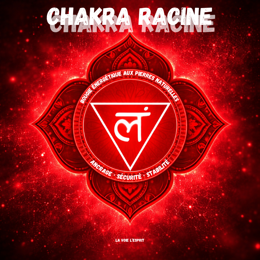 Bougie chakra cristaux – Chakra Racine (Muladhara)