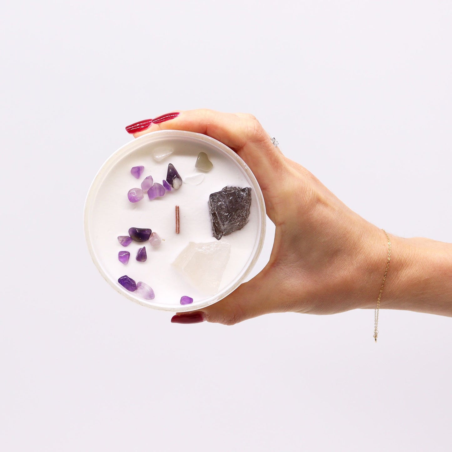 Bougie chakra cristaux – Chakra Couronne (Sahasrara)