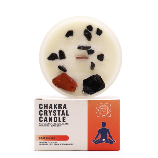Bougie chakra cristaux – Chakra Racine (Muladhara)