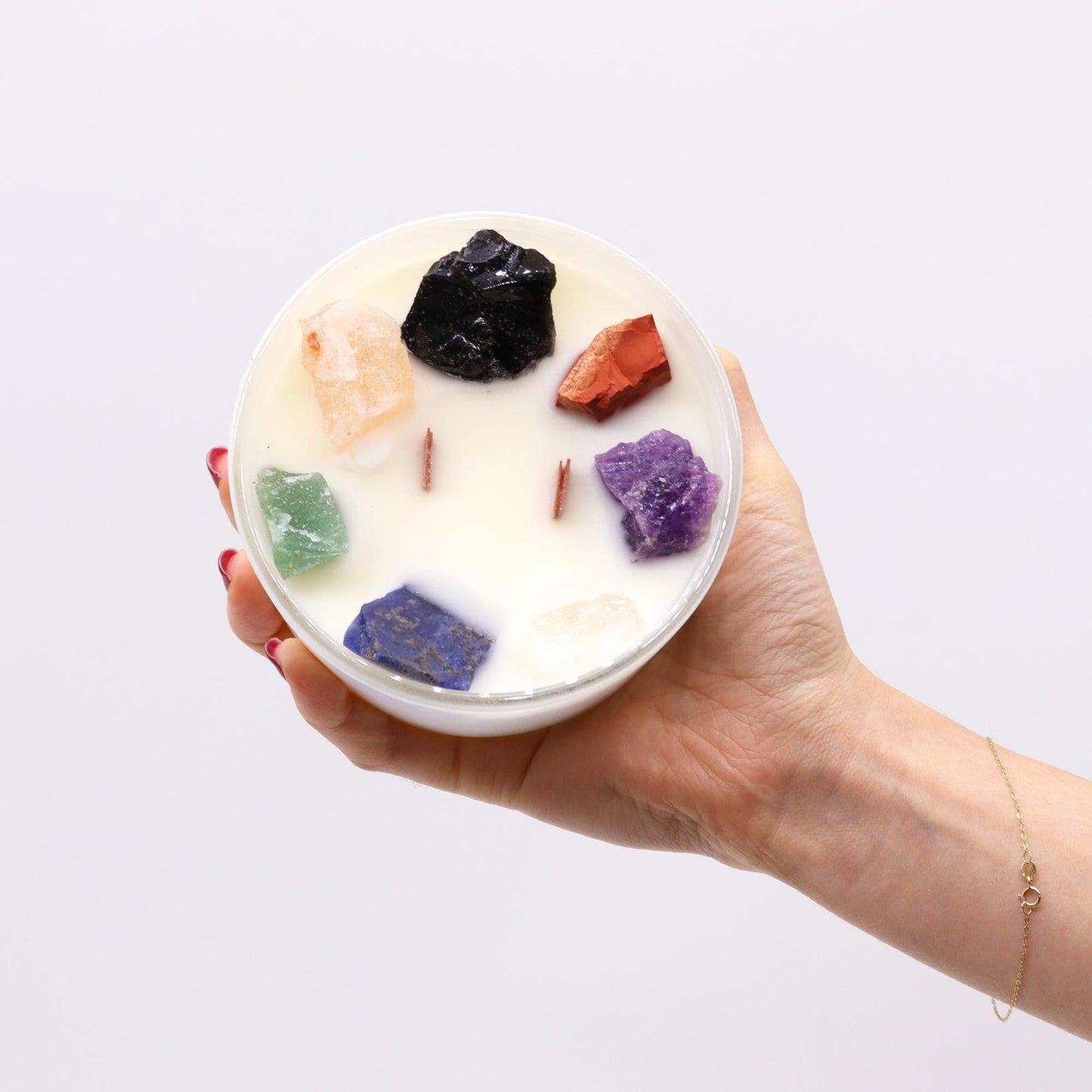 Bougie chakra cristaux – Harmonie des 7 chakras