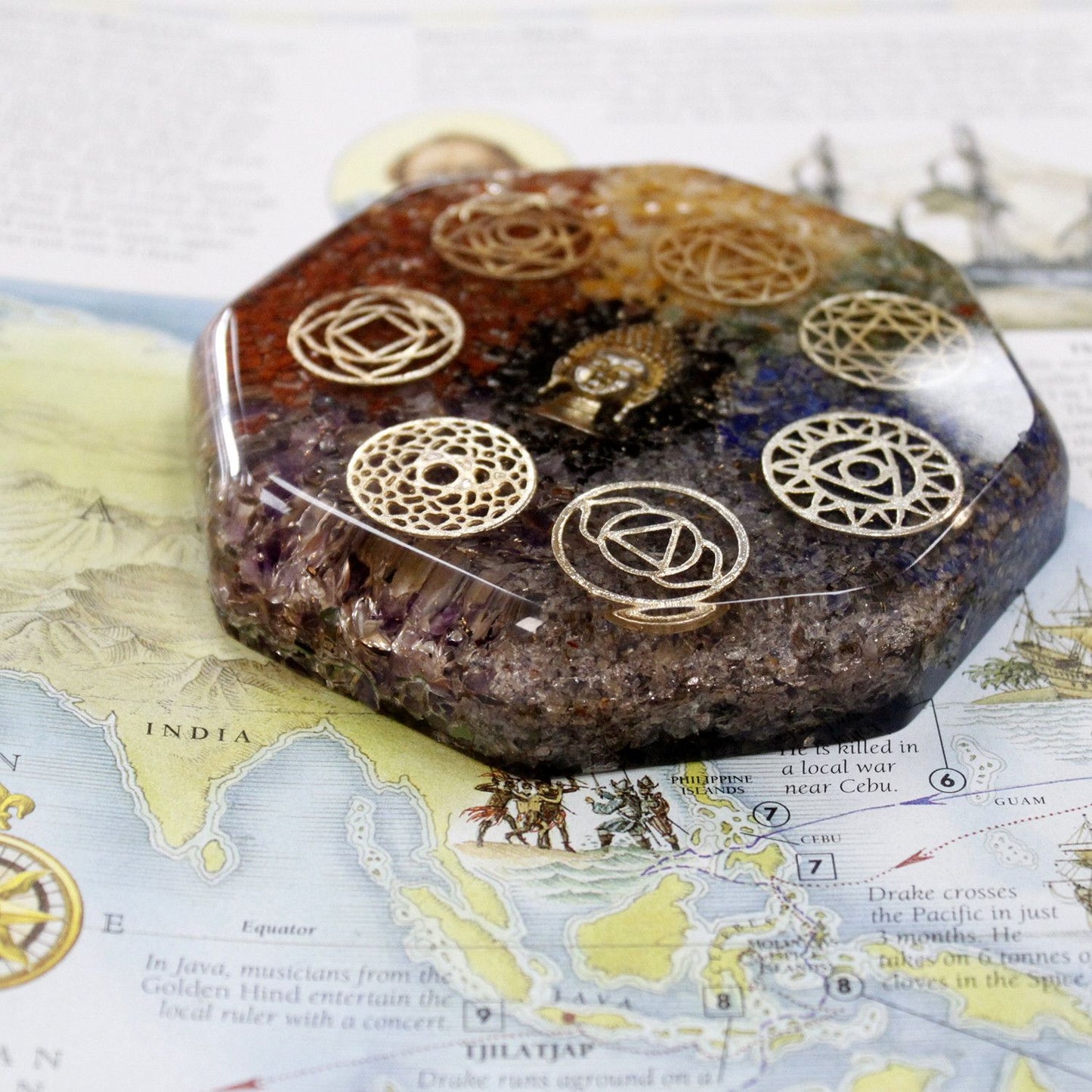 Bloc énergétique en orgonite – Bouddha chakra grand format