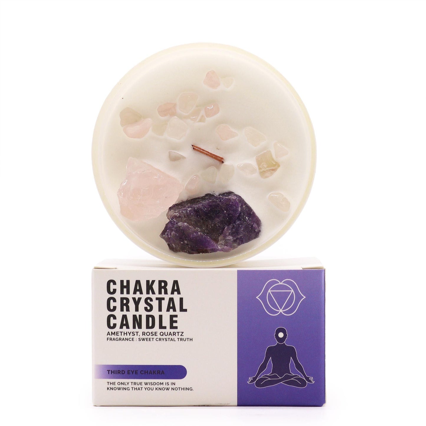 Bougie chakra cristaux – Chakra du Troisième Œil (Ajna)