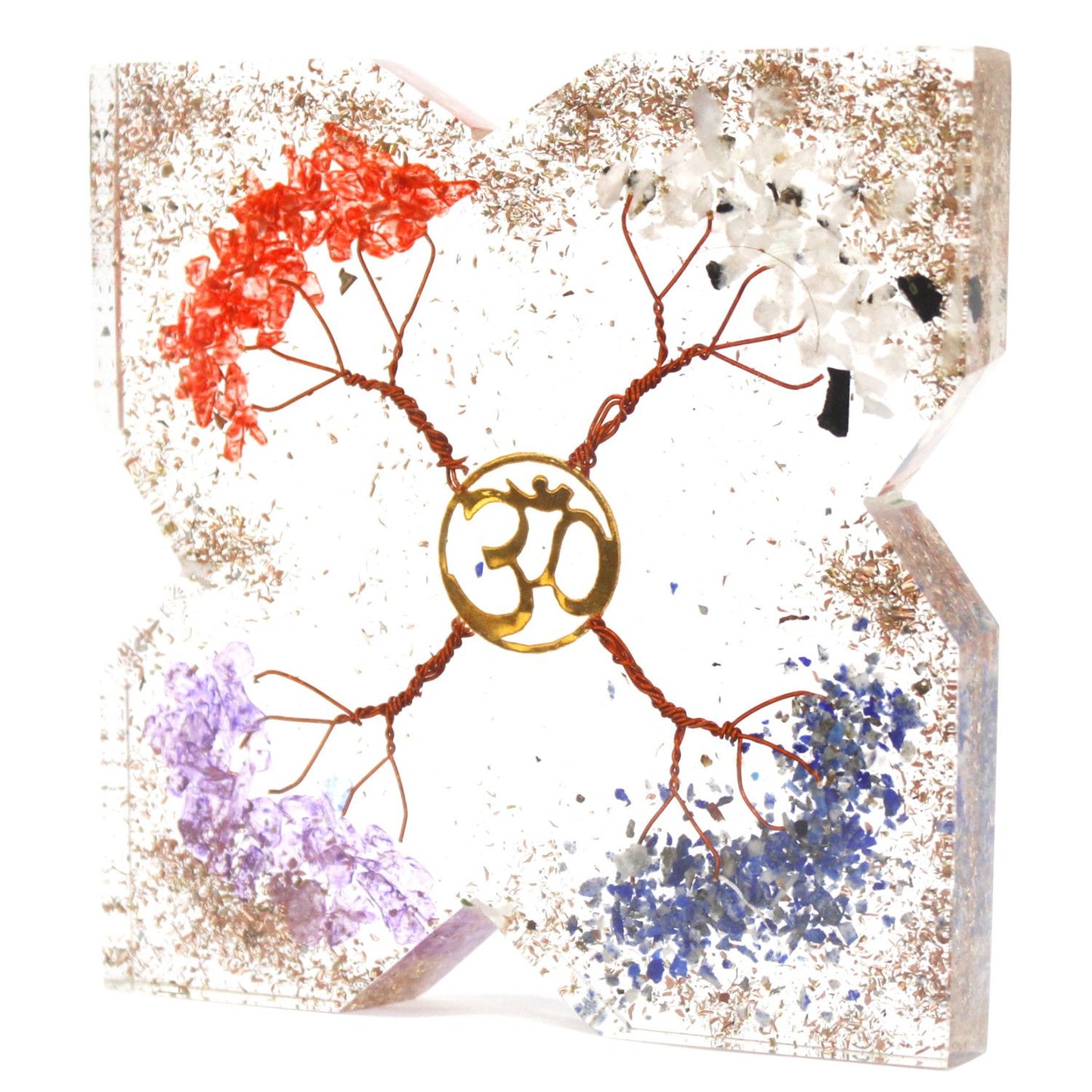 Bloc énergétique en orgonite – Arbre de vie et symbole OM