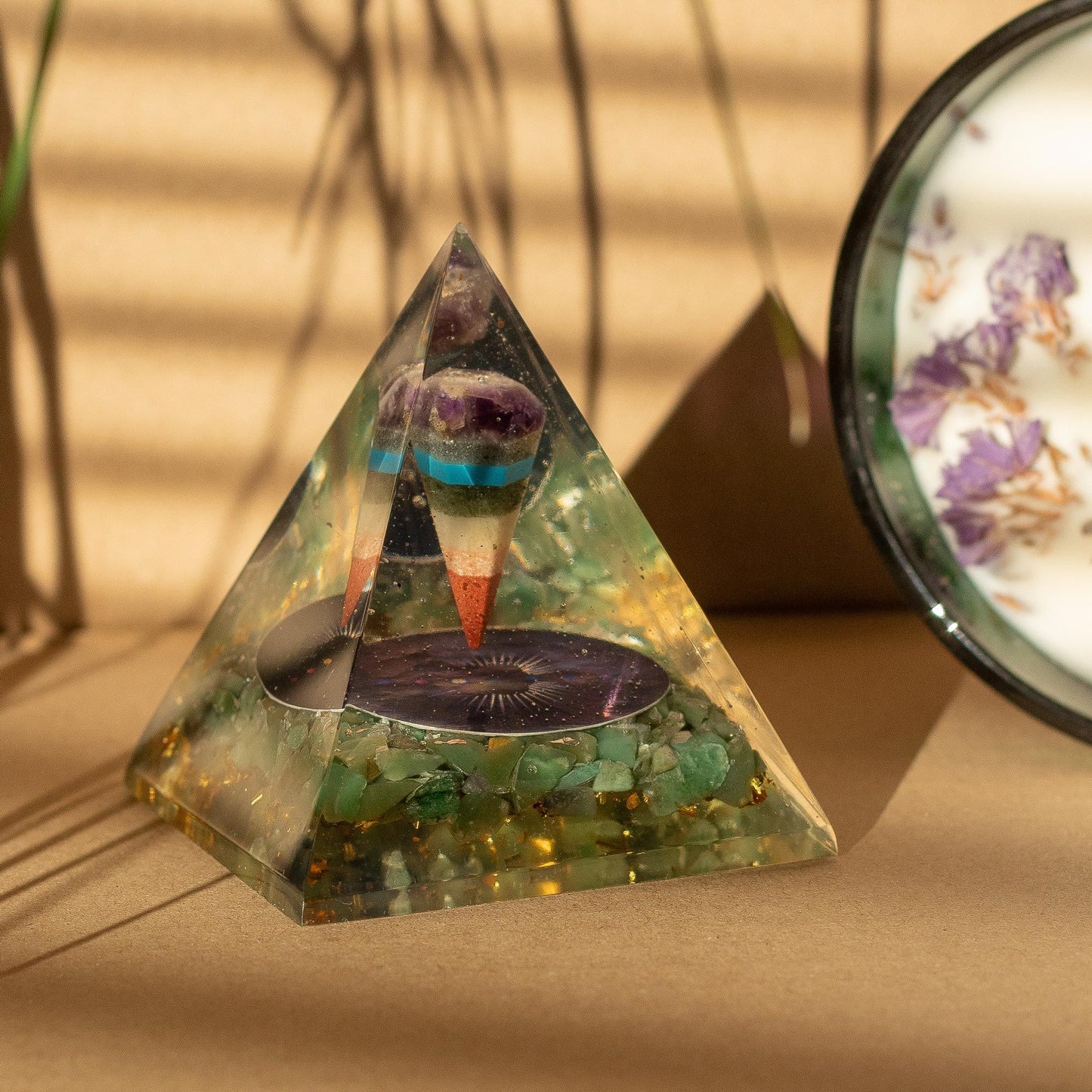 Pyramide d'orgonite - Pendule – Aventurine verte