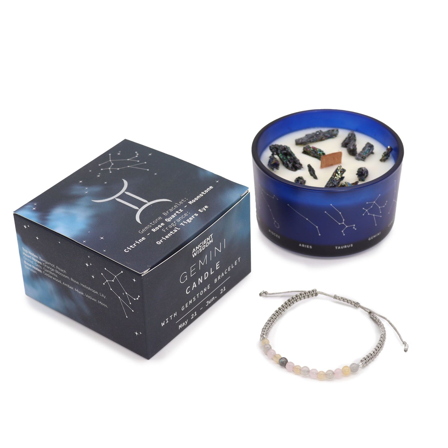 Bougie zodiaque ♊️ Gémeaux avec Bracelet