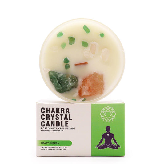 Bougie chakra cristaux – Chakra du Cœur (Anahata)